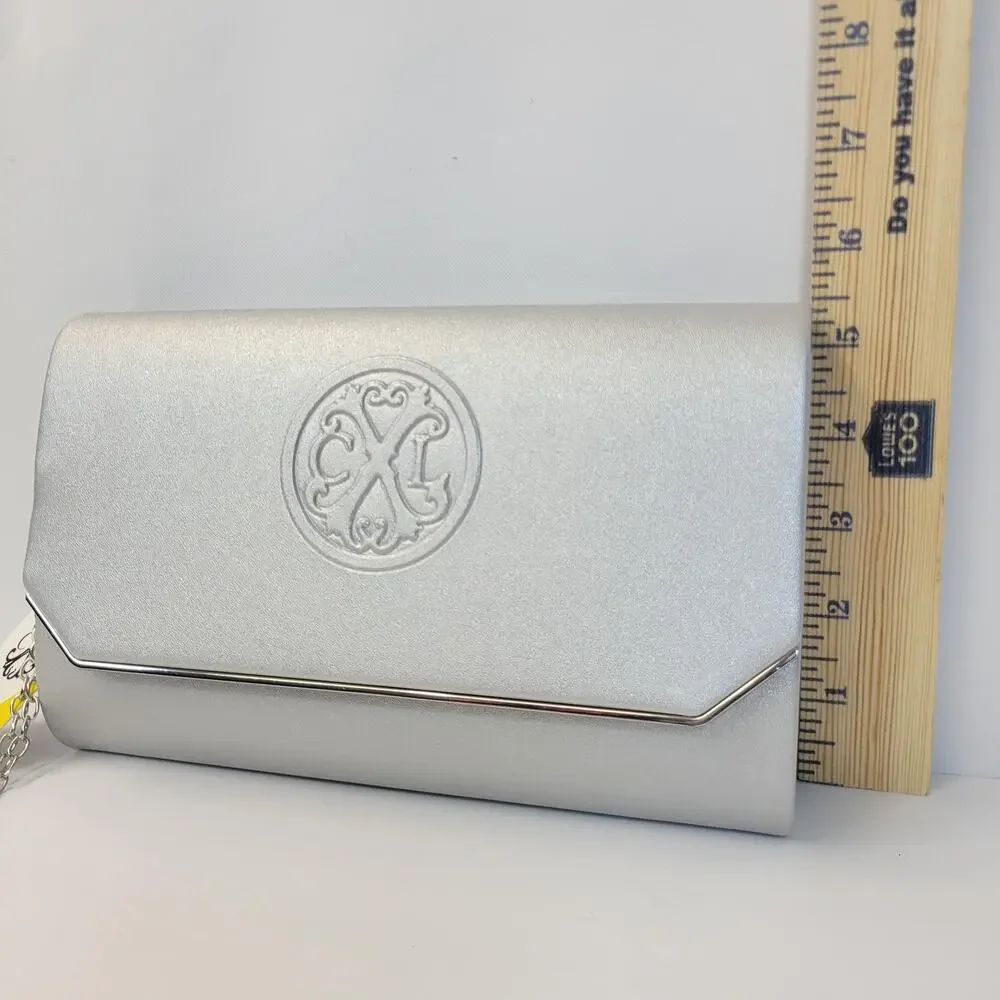 CXL By Christian Lacroix Clutch Bag Womens Small Silver Madison Smooth Purse New